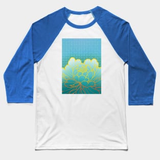 turquoise peony flower and sayagata pattern Baseball T-Shirt